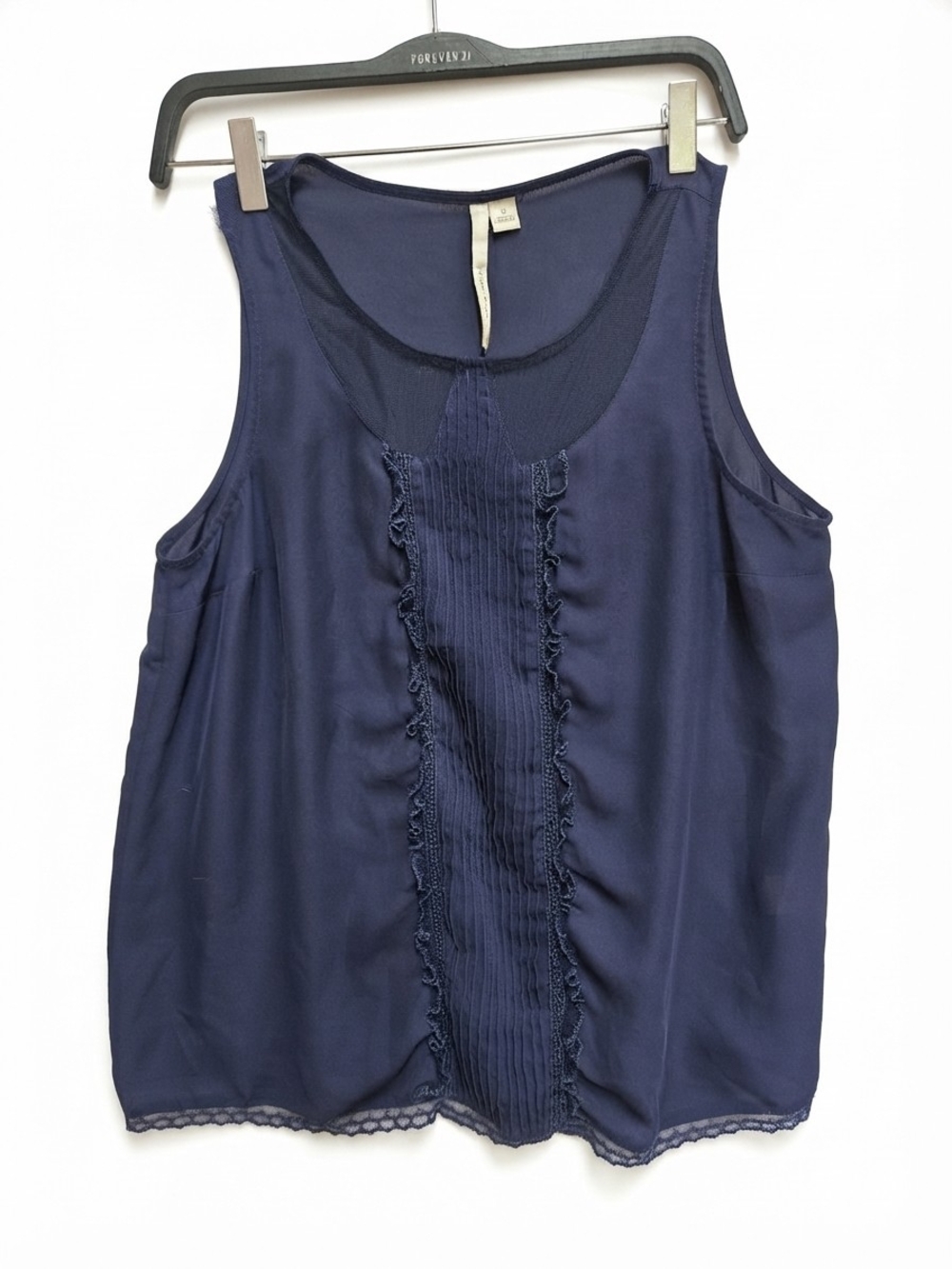 Lauren Conrad Navy Ruffle Pintuck Sleeveless Camisole